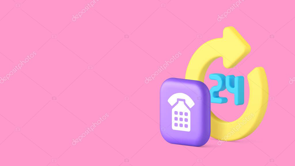 Call center always available customer support service copy space banner vector illustration. 24 hours client help assistance feedback identification advice phone communication information consultation