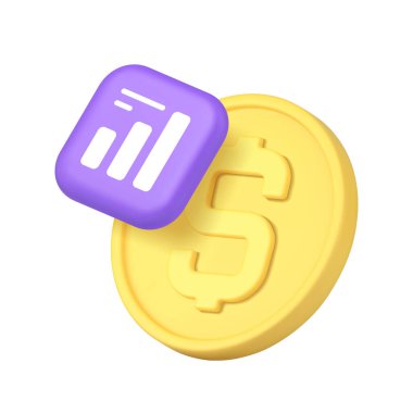 Borsa para birimi analizi ve muhasebe 3D gerçekçi vektör illüstrasyonu. Finansal bankacılık ticari istatistik bütçe dengesi analizi yatırım kar tasarrufu