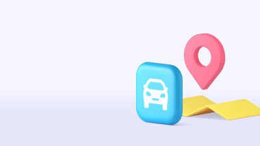 Araç haritası konumu navigasyon GPS varış yeri fotokopi uzay afişi şablonu. Otomobil yol gezisi yön rehberi konum işaretçisi arama mesafesi küresel konumlandırma sistemi