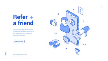 Sancak, arkadaş tavsiyelerine odaklanan izometrik elementlere sahiptir. Akıllı telefon, sosyal bağlantılar ve modern tasarım yoluyla paylaşım ve bağlanmayı teşvik eden kullanıcı profilleri gösterir.