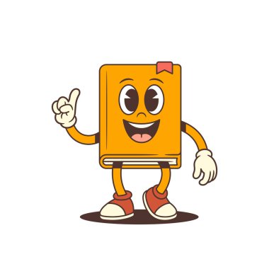 Portakal renkli çizgi roman maskotu neşeli bir ifadeyle başparmaklarını kaldırıyor. Onayı ve motivasyonu sembolize ediyor. Eğitici ve bilgi temalı projeler için ideal. Vektör illüstrasyonu