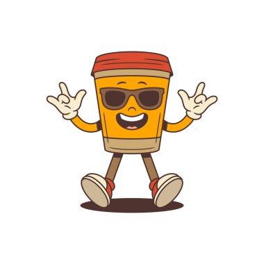 Eğlenceli ve kendine güvenen kahve fincanı maskotu, havalı güneş gözlüklü ve neşeli duruşu olan. Karakter, rock 'a devam ve olumlu jestler gösteriyor. Markalaşma, pazarlama, reklamcılık ve sosyal medya kampanyaları için mükemmel.
