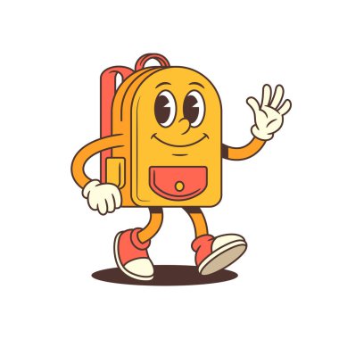 Sıcak ve arkadaşça sırt çantalı karakter dalgaları, eğitici ve sosyal medya kullanımı için mükemmel bir karşılama pozu. Herhangi bir yaratıcı projede pozitiflik ve bağlılık taşımak için idealdir