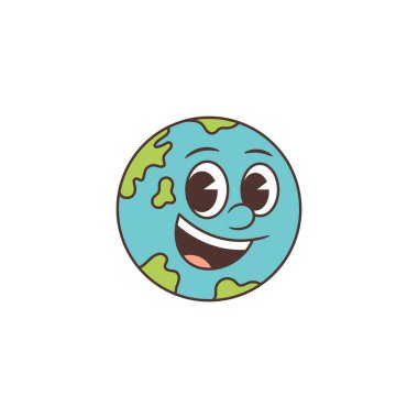 Dünya maskotu pozitifliği ve çevresel bakımı teşvik eder. Basitleştirilmiş kıtalar ve okyanuslar eğitim, farkındalık kampanyaları ve çocukların memnuniyeti için eğlenceli, çekici bir görünüş yaratıyor. Vektör illüstrasyonu