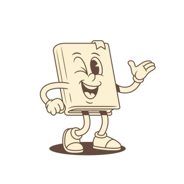 Şirin çizgi roman karakteri vektör çizimi yaptı. Komik minimalist ders kitabı edebiyat kütüphanesi maskotu olumlu duygularla eğitim öğreniyor.