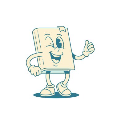 Sevimli komik çocuksu çizgi film karakteri vektör çizimi yaptı. Şirin çizgi roman minimalist edebiyat kütüphanesi okuma maskotu olumlu duygularla eğleniyor.