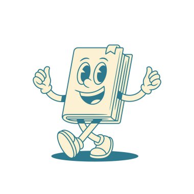 Çizgi roman karakteri, vektör illüstrasyonunu onaylıyor. Gülümseyen yüz ifadeleri minimalist edebiyat kitapları kütüphanesi eğitim maskotu tamam güzel jest