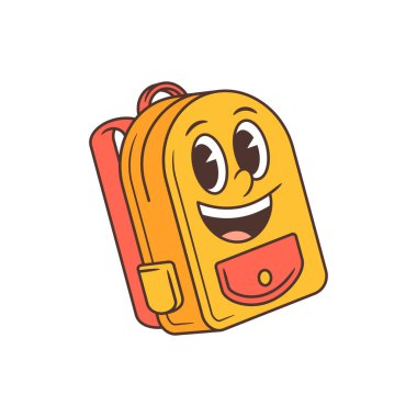 Neşeli eski çizgi film okul maskotu. Kocaman gülümseyen bir yüzü, ışıldayan gözleri ve parlak bir mercan cebi var. Çocuk dostu tasarımlar, eğitici temalar ve neşeli çocuk projeleri için mükemmel.