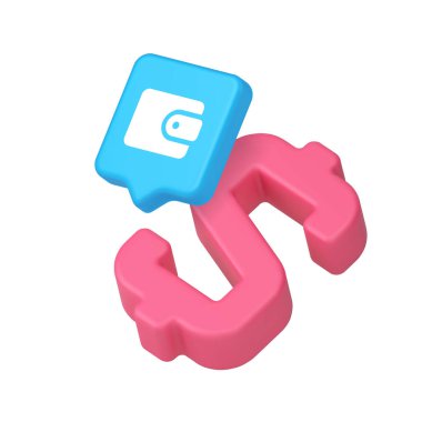 Dijital ödeme cüzdanı güvenlik işlemi finans bağlantısını engelleyen şifreleme para transfer 3d gerçekçi vektör illüstrasyonu