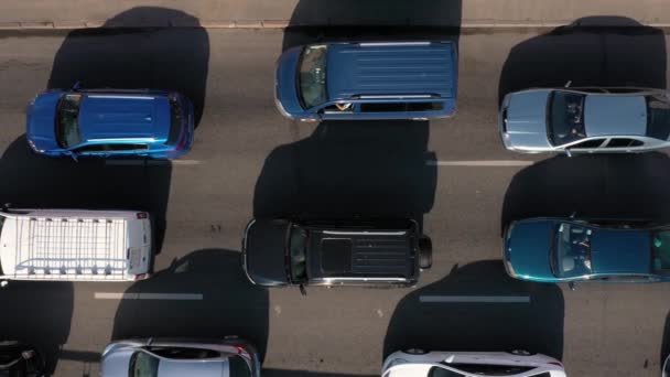2019 Ukraina Kyiv Top View Mobil Statis Dalam Kemacetan Lalu — Stok Video