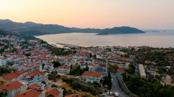 Vista Panorámica Aérea Ciudad Turística Costa Mediterránea Turquía Hermosa Arquitectura —  Fotos de Stock