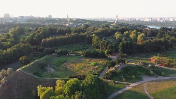 Letecký Pohled Krajinu Botanické Letní Zahrady Pohled Město — Stock video