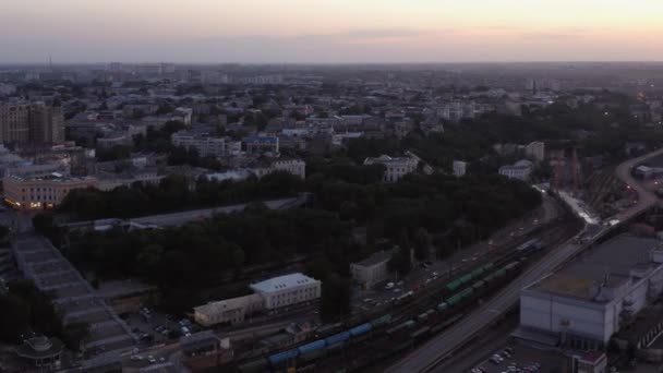 Aerial Drone View Odessa City Blackout Big City Electrical Power — Stock video