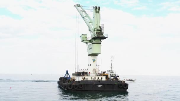 Odesa Ukraine 2020 Floating Marine Crane Odessa Black Sea Offshore — Stok video