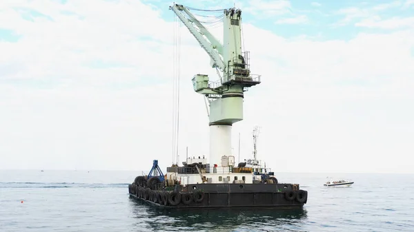 Floating Marine Crane Odessa Black Sea Offshore Crane Loading Goods — Zdjęcie stockowe