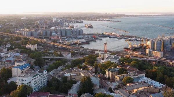 Aerial Drone View Sea Port Odessa City Top View Building — Stok fotoğraf
