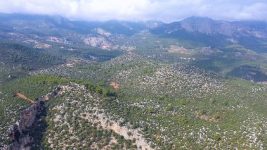 Dağ Vadisi 'nin havadan panoramik manzarası. Vahşi doğa manzarası