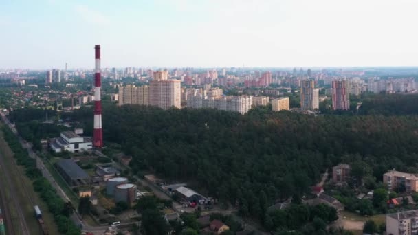 Luchtfoto Van Gebouwen Woonwijken Industriegebieden Stadsgezicht — Stockvideo