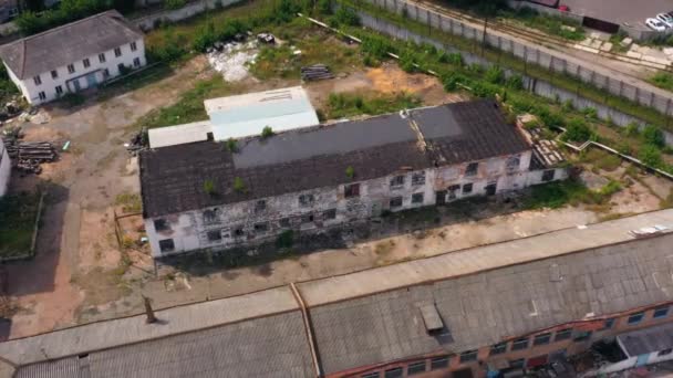 Aerial View Deserted Abandoned Shabby Buildings View Drone — Stock Video