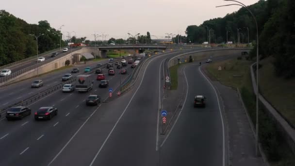 Kyiv Ukraine 2020 Aerial Perspective View Multi Lane Motorway Road — Stock Video
