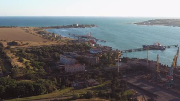Вид Беспилотника Морской Порт Концепция Доставки Транспортировки — стоковое видео