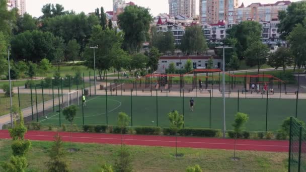 Campo Fútbol Verde Gimnasio Aire Libre Parque Deporte Estilo Vida — Vídeo de stock