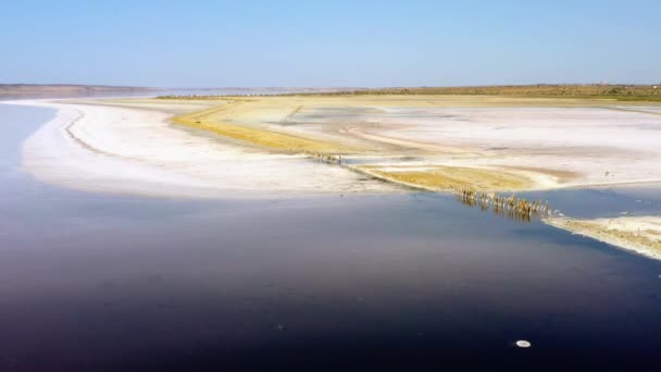 Meerfirst Für Die Salzgewinnung Mündungsgebiet Von Kuyalnik Landschaft Des Toten — Stockvideo