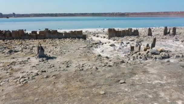 Mer Salée Rochers Sur Plage Estuaire Kuyalnik Mer Morte Odessa — Video