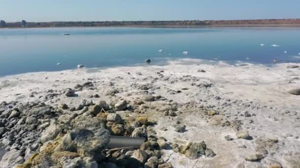 Kuyalnik Estuary Tuz Çıkarmak Için Kayalarla Kurumuş Deniz Kestanesi Odessa — Stok video