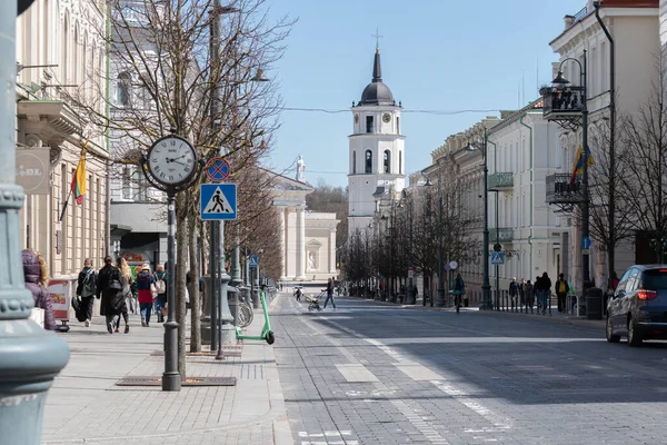 Gediminas Avenue Main Central Street Lithuanian Capital Vilnius Wiyh Cathedral — Stock Photo, Image