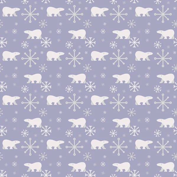 Płynny Wzór Niedźwiedziami Polarnymi Zaprojektowany Minimalistycznym Stylu Płaskim — Zdjęcie stockowe