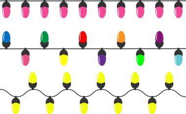 Noel ya da doğum günü partisi için parlak ışıklandırmalı süsleme çelenkleri.
