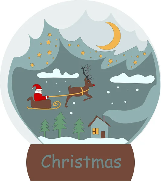 Зимний Снежный Шар Санта Клаусом Лучший Подарок Новый Год Рождество — стоковый вектор