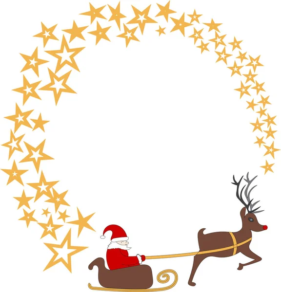 Hecho Estrellas Año Nuevo Marco Navidad Con Santa Claus Rudolf — Archivo Imágenes Vectoriales