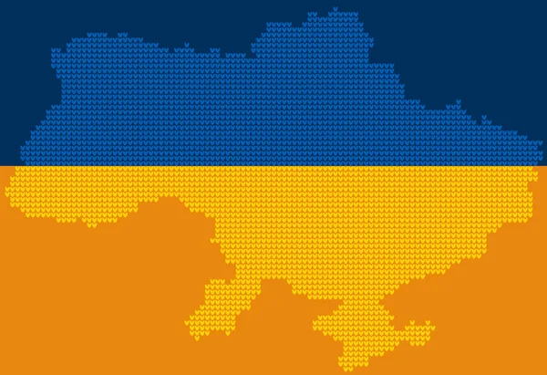 Texturierte Ukrainische Geografische Karte Aus Stricktextur Den Farben Der Ukrainischen — Stockfoto