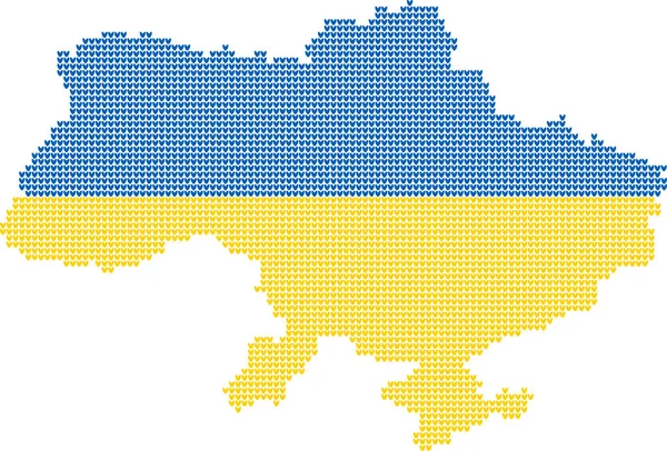 Strukturovaná Ukrajinská Zeměpisná Mapa Pleteniny Barvách Ukrajinské Vlajky Průhledném Pozadí — Stockový vektor