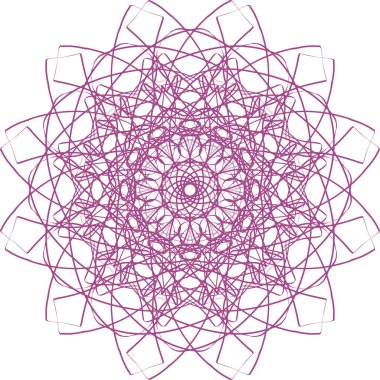 Çember darbesi soyut mandala deseni şeffaf arkaplanda mora boyanmış.