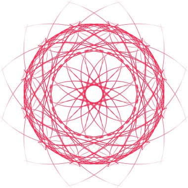 Soyut mandala deseni, şeffaf arkaplanda pembeye boyanmış.