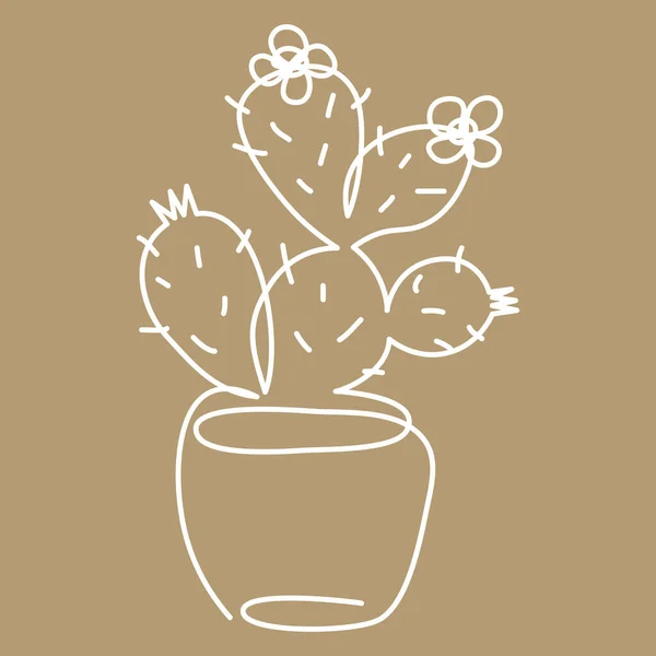 Čtvercový Vzor Domácí Rostlinou Kaktus Nakreslený Obrysovém Stylu Zázemí Pro — Stock fotografie