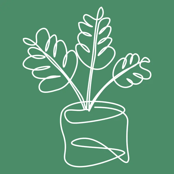 Wzór Kwadratowy Gałęziami Roślin Domowych Narysowane Stylu Konturu Tła Dla — Wektor stockowy