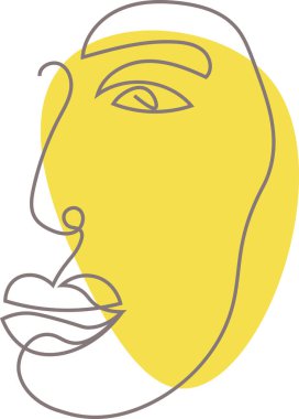 Şeffaf arkaplana gerçeküstü insan yüzü çizen soyut simge