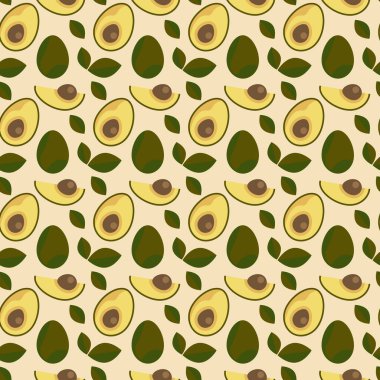 Taze avokado ile kusursuz desen ve hafif arka plan vektöründe bırakır