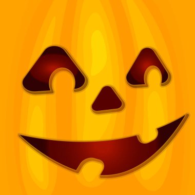 Smiling Halloween pumpkin face with gradient on square backgrounds. Carved pumpkin vector