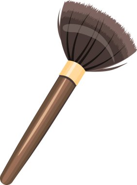 Beauty accessory glamour brush for makeup drawing in flat style on a transparent background