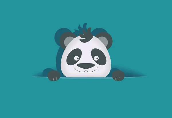 Svuota Solido Sfondo Blu Con Nascondere Panda Modello Cartolina Natalizia — Foto Stock