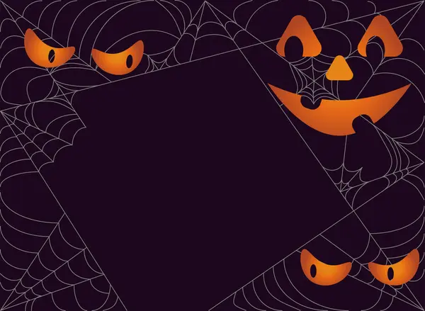 Frame Pattern Scary Spiders Web Dark Background Halloween Greeting Cards — Stock Photo, Image