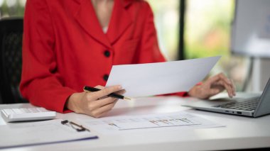 Şirket finans personeli mali belgeleri hazırlıyor, şirket maliye personeli, şirket finans belgelerini hazırlıyor ve yönetimin onayını özetlemek üzere toplantıya getiriyorlar. Mali konsept.