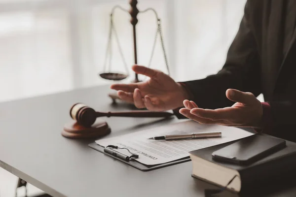 stock image Lawyer concepts to testify to clients and to provide counseling in cases, to provide legal relief, to maintain law and fairness, to proceed with transparency, to attorneys to defend cases in court.