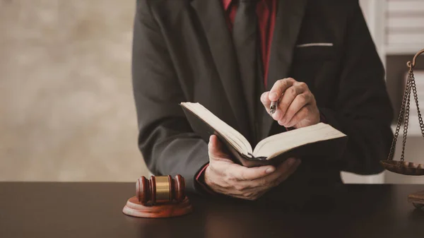 Lawyers Read Legal Books Defend Clients Cases Lawyer Concept Assumes — ストック写真