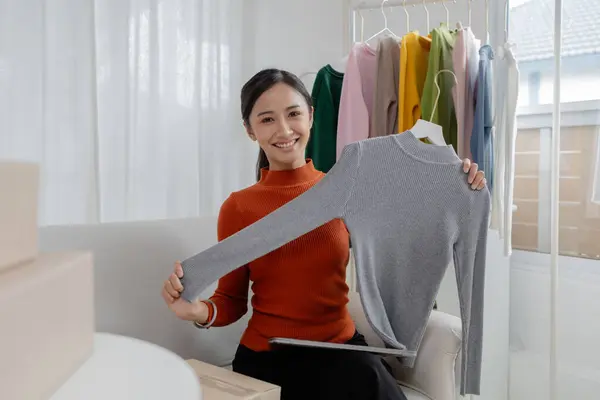 Asian Women Own Design Tailoring Shops Women Clothing Business Owners — Stock Photo, Image